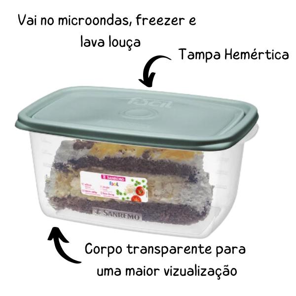 Imagem de Pote Plástico Hermético 1400ml  Kit 5 Vasilhas Fácil Sanremo