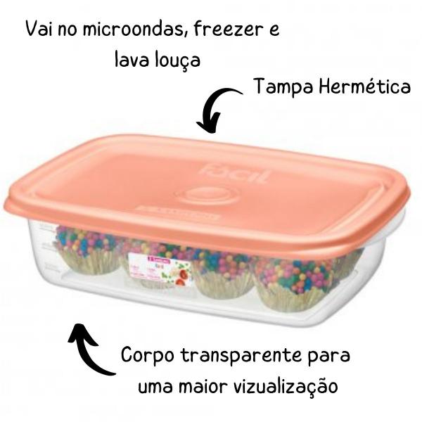 Imagem de Pote Plástico Hermético Kit 5 Marmitas 785ml Fácil Sanremo