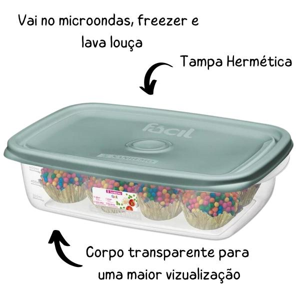 Imagem de Pote Plástico Hermético Kit 5 Marmitas 785ml Fácil Sanremo