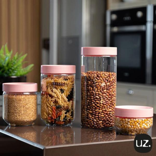 Pote Plástico Porta Mantimentos Conecta 600ml Tampa Rosqueável Magenta Rox Uz Imagem de Pote Plástico Porta Mantimentos Conecta 600ml Tampa Rosqueável Magenta Rox Uz