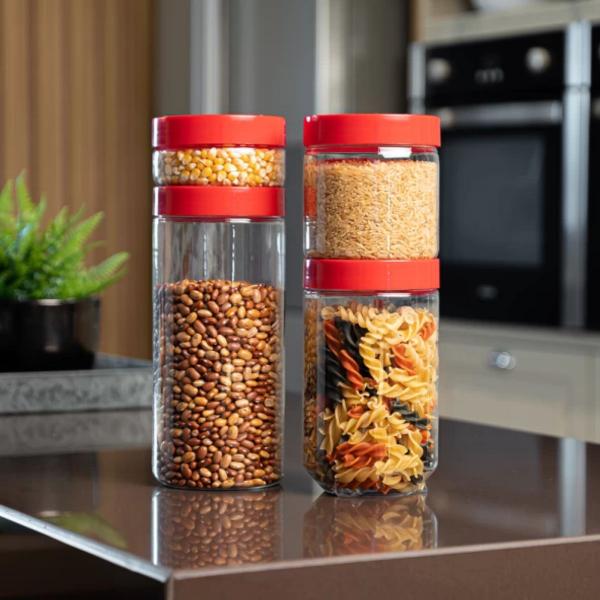 Pote Plástico Porta Mantimentos Conecta 600ml Tampa Rosqueável Magenta Rox Uz Imagem de Pote Plástico Porta Mantimentos Conecta 600ml Tampa Rosqueável Magenta Rox Uz