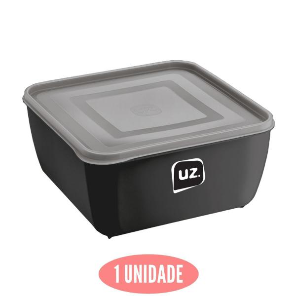 Imagem de Pote Plastico Preto Quadrado 1,5L Linha Gourmet Marmita