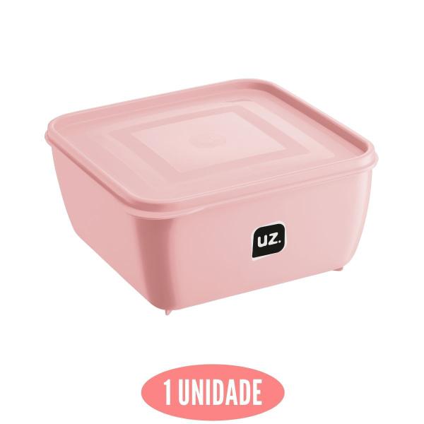 Imagem de Pote Plastico Rosa Quadrado 1,5L Linha Gourmet Marmita