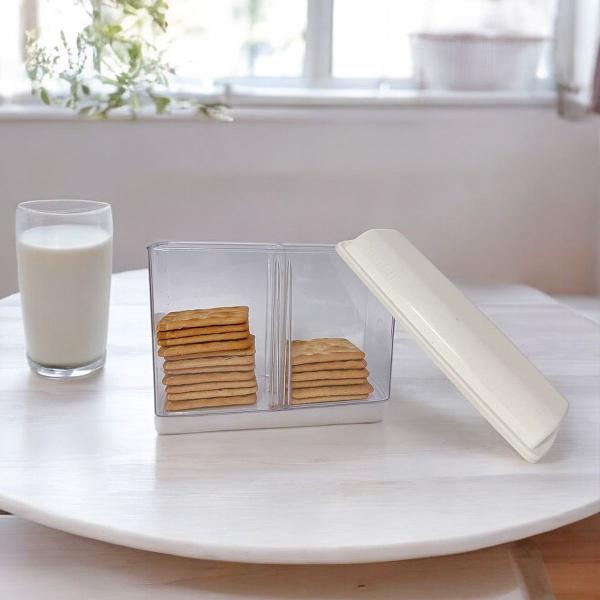 Imagem de Pote Porta Biscoito Bolacha Design Decorativo Organizador Com Divisória Alimentos Cozinha Multiuso