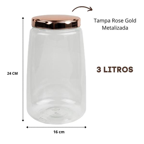 Imagem de Pote Porta Mantimentos Cônico Tampa Rose Gold 3 Litros Multiuso - Panamby