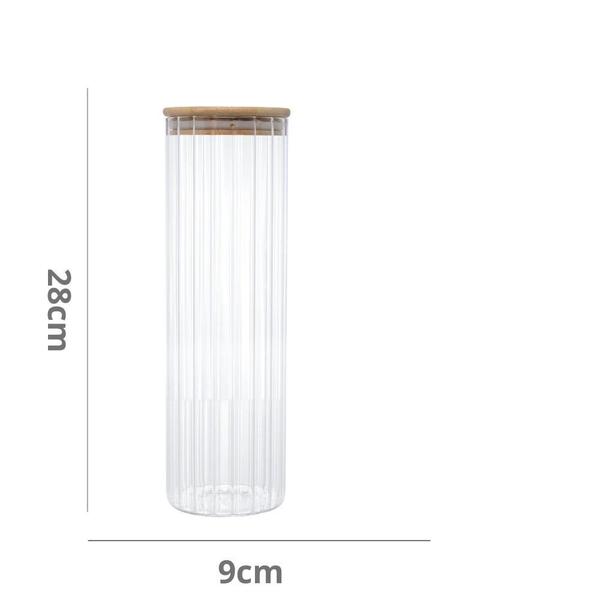 Imagem de Pote Porta Mantimentos Vidro Transparente com Tampa de Bambu 1300ml 9x28cm Wolff