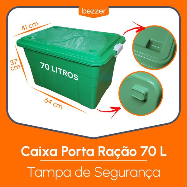 Imagem de Pote Porta Ração Pet Com Tampa Dispenser Organizadora 70L ou 30 Kg Container Isca Com Trava de Segurança