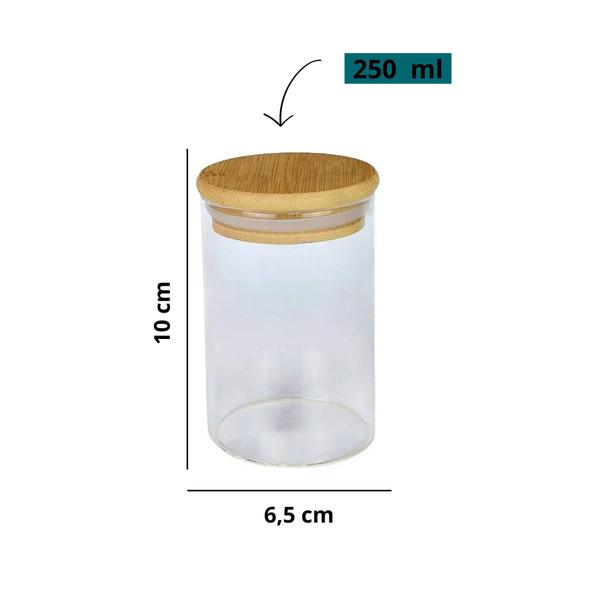 Pote Porta Temperos Mantimentos Design Sofisticado Tampa De Bambu Hermético 250ml - Novicasa Imagem de Pote Porta Temperos Mantimentos Design Sofisticado Tampa De Bambu Hermético 250ml