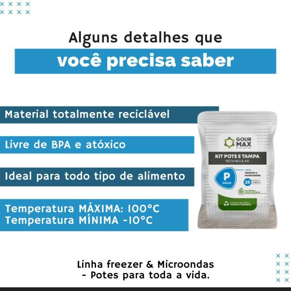 Imagem de Pote Preto 350ml C/ 72un Descartável Marmita Freezer Microondas Fitness C/ Tampa