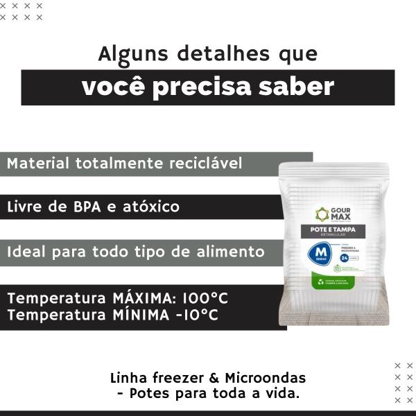 Pote Preto C/ 48un 500ml Descartável Marmita Freezer Microondas Fitness C/ Tampa - Gourmax Imagem de Pote Preto C/ 48un 500ml Descartável Marmita Freezer Microondas Fitness C/ Tampa