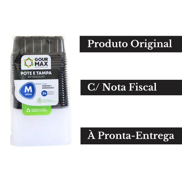 Pote Preto C/ 48un 500ml Descartável Marmita Freezer Microondas Fitness C/ Tampa - Gourmax Imagem de Pote Preto C/ 48un 500ml Descartável Marmita Freezer Microondas Fitness C/ Tampa