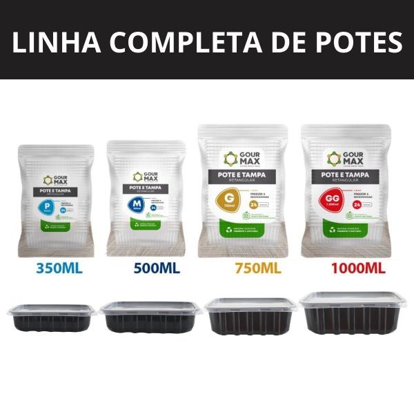 Pote Preto C/ 48un 500ml Descartável Marmita Freezer Microondas Fitness C/ Tampa - Gourmax Imagem de Pote Preto C/ 48un 500ml Descartável Marmita Freezer Microondas Fitness C/ Tampa