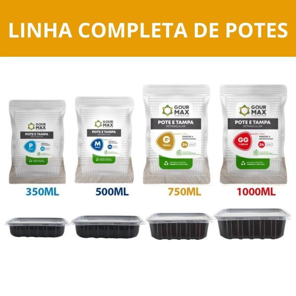 Pote Preto C/ 48un 750ml Descartável Marmita Freezer Microondas Fitness C/ Tampa - Gourmax Imagem de Pote Preto C/ 48un 750ml Descartável Marmita Freezer Microondas Fitness C/ Tampa