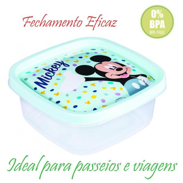 Imagem de Pote Quadrado com 580 ml Disney Mickey Minnie para Papinha Viagens Passeios Plasútil