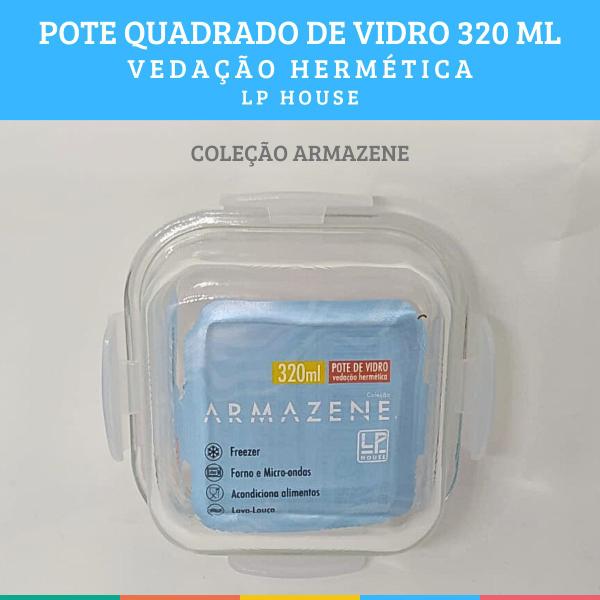 Imagem de Pote Quadrado de Vidro 320ml com Vedação Hermética LP House