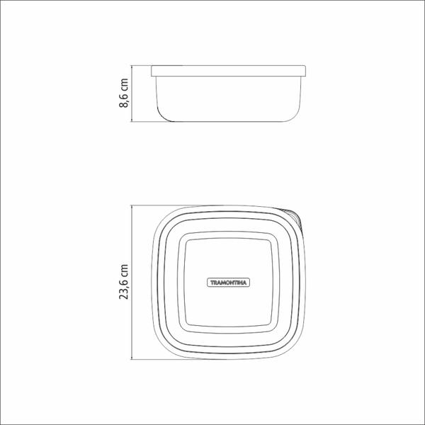 Imagem de Pote Quadrado Tramontina Inox Freezinox C/ Tampa 23cm 3,6L