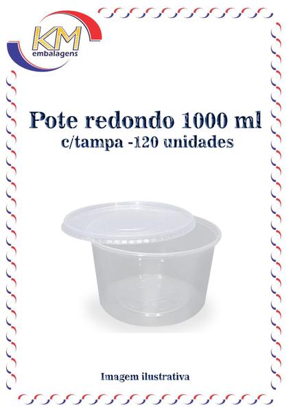 Imagem de Pote redondo 1.000 ml c/ tampa 120 unid. - G315 - conservas, nata, requeijão, sopa, sorvete (10633)