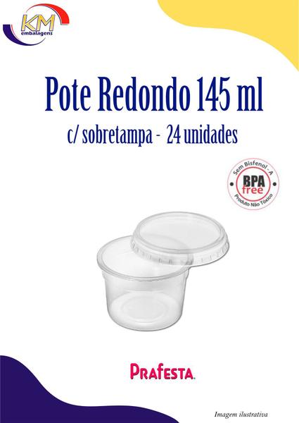 Pote Redondo 145 ml c/sobretampa 24 unid. - Prafesta - sobremesa, doces, conserva (6894) Imagem de Pote Redondo 145 ml c/sobretampa 24 unid. - Prafesta - sobremesa, doces, conserva (6894)