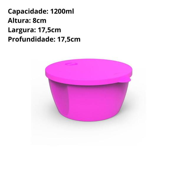 Imagem de Pote Redondo de Plástico 1200ml Rosa Neon