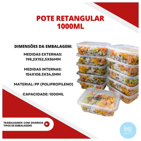 Imagem de Pote Retangular 1000ml - Embanet  Armenamento Alimentos