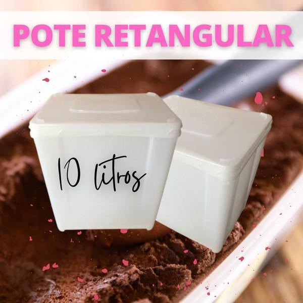 Pote Retangular 10L com Tampa Hermetica - 02 Peças - Branco - Nastripack Imagem de Pote Retangular 10L com Tampa Hermetica - 02 Peças - Branco