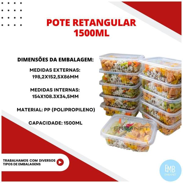 Imagem de Pote Retangular 1500ml - Embanet - 20 Unidades