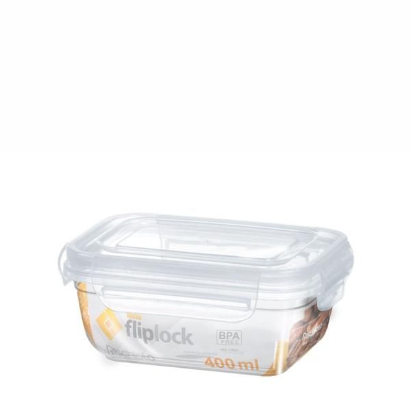 Imagem de Pote Retangular Alto Linha Fliplock 400ml BPA FREE - Rischioto