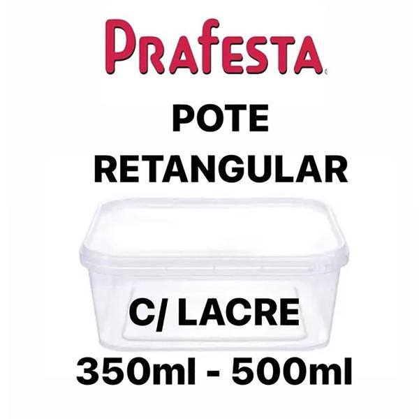 Imagem de Pote Retangular com Lacre 350/500ml  - PRAFESTA - Freezer/Micro-ondas