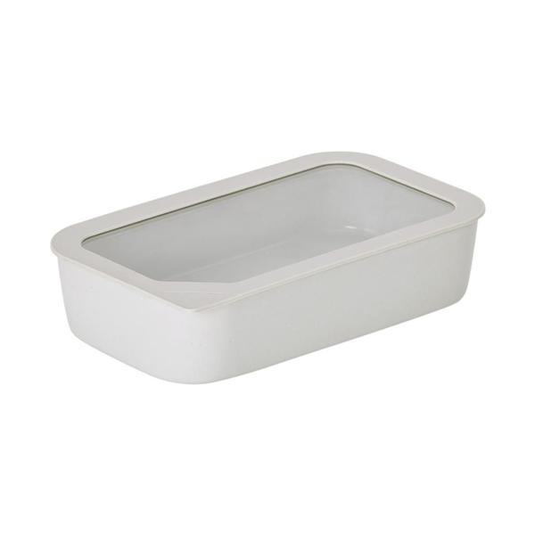 Imagem de Pote Retangular de cerâmica - Tampa de Vidro - 1500ml - FIKA ONE - Cor Branco