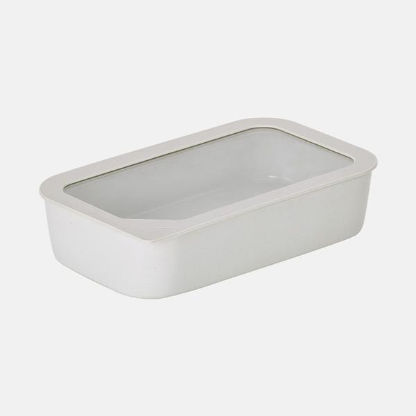 Imagem de Pote Retangular de cerâmica - Tampa de Vidro - 1500ml - FIKA ONE - Cor Branco