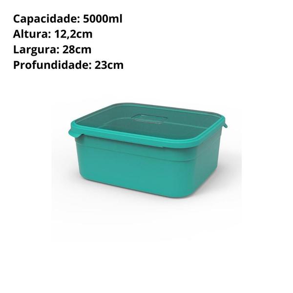 Imagem de Pote Retangular de Plástico 5000ml Verde Menta