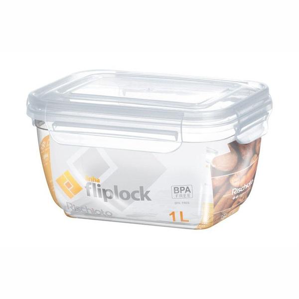 Imagem de Pote Retangular transparente com travas Fliplock 1,0L Alto