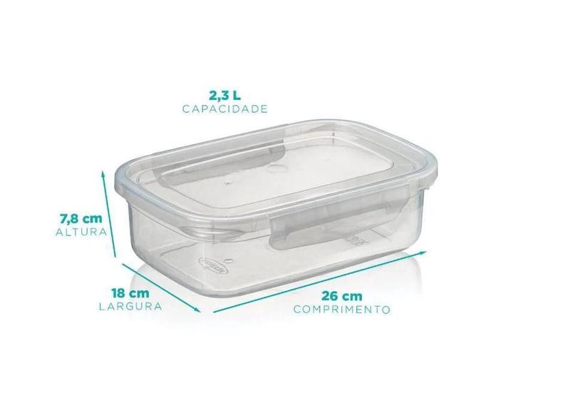 Imagem de Pote Retangular Transparente Com Travas Gg 2,3L- Nitron