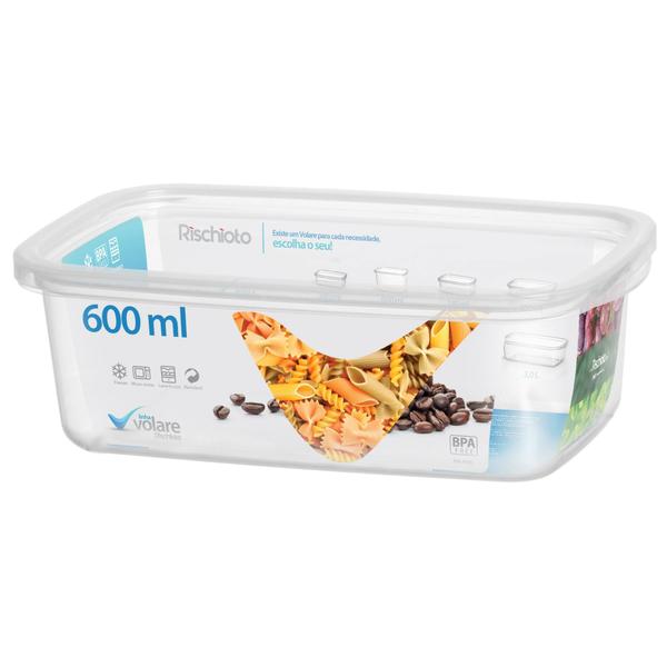 Pote Retangular Volare 600 Ml Alto - Rischioto Imagem de Pote Retangular Volare 600 Ml Alto