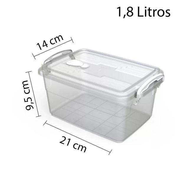 Pote Retangular Wave Prime 1,8 L Tampa com Trava para Guardar Alimentos - MB Imagem de Pote Retangular Wave Prime 1,8 L Tampa com Trava para Guardar Alimentos - MB