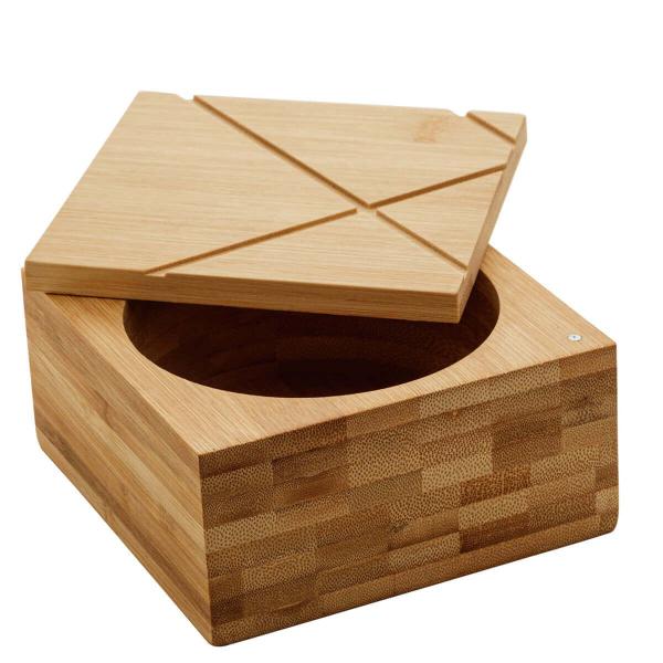 Imagem de Pote Saleiro Bambu Lyor com Tampa para Cozinha 13x13x7cm Quadrado