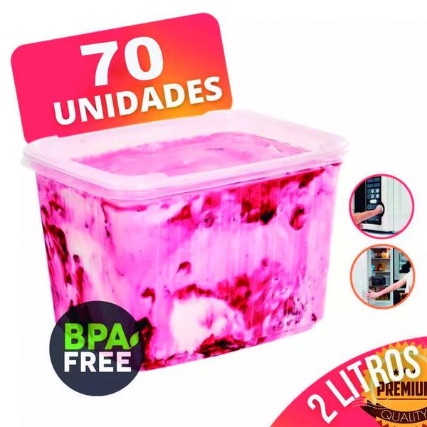 Imagem de Pote Sorvete 2L c/ Tampa Freezer Transparente - 70 Unid