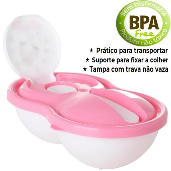 Imagem de Pote Tampa Minnie 320ml Colher Papinha Bebe Levar na Bolsa