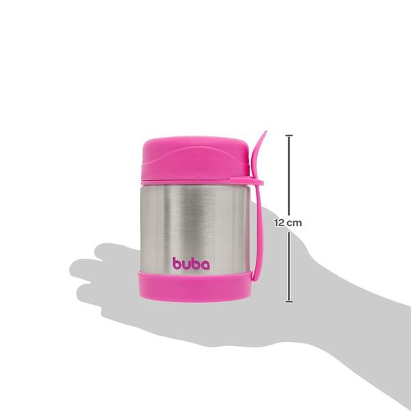 Imagem de Pote Térmico Aço Inox com Talher Rosa - Buba