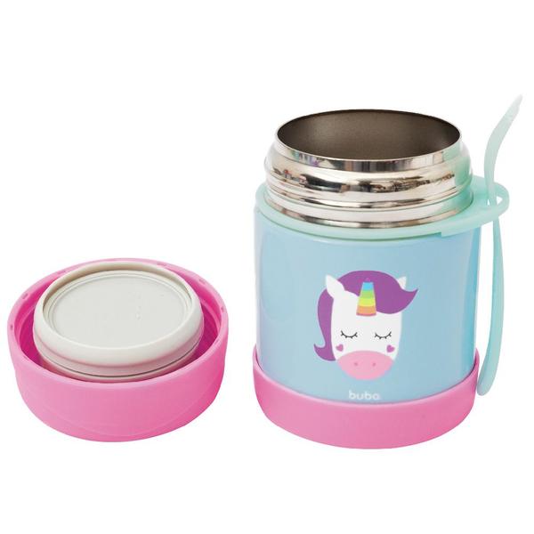 Pote térmico alimentação comida do bebe infantil aço inoxidável com talher papinha animal fun - Buba Imagem de Pote térmico alimentação comida do bebe infantil aço inoxidável com talher papinha animal fun