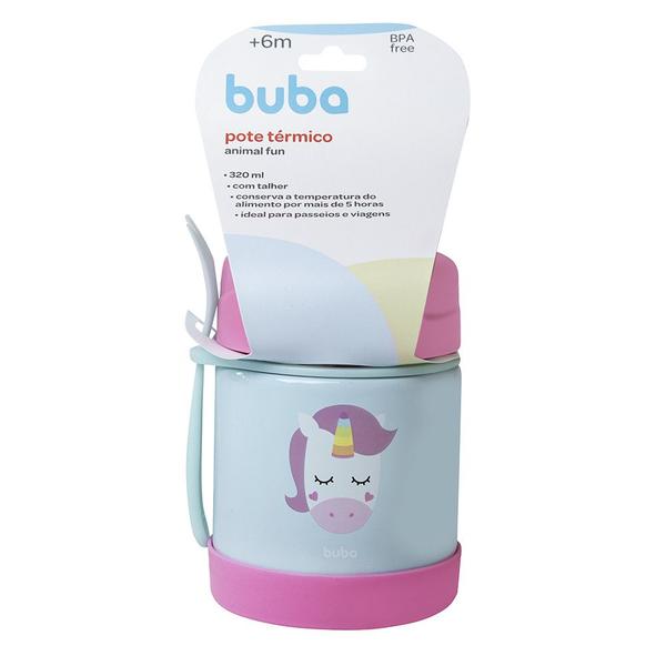 Pote térmico alimentação comida do bebe infantil aço inoxidável com talher papinha animal fun - Buba Imagem de Pote térmico alimentação comida do bebe infantil aço inoxidável com talher papinha animal fun