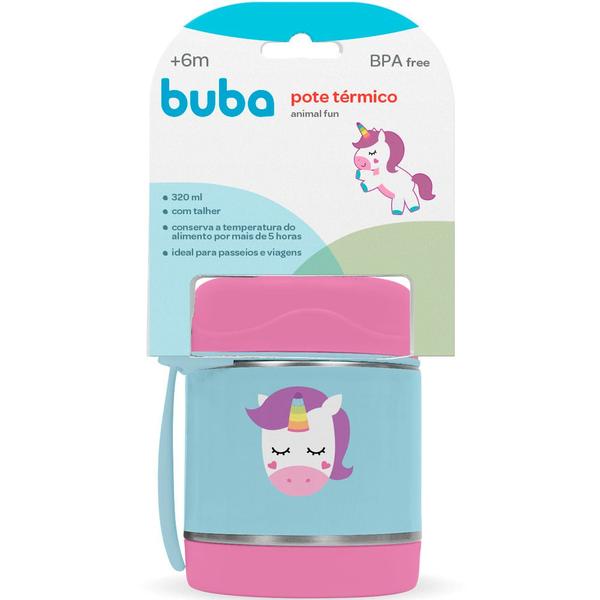 Pote térmico alimentação comida do bebe infantil aço inoxidável com talher papinha animal fun - Buba Imagem de Pote térmico alimentação comida do bebe infantil aço inoxidável com talher papinha animal fun