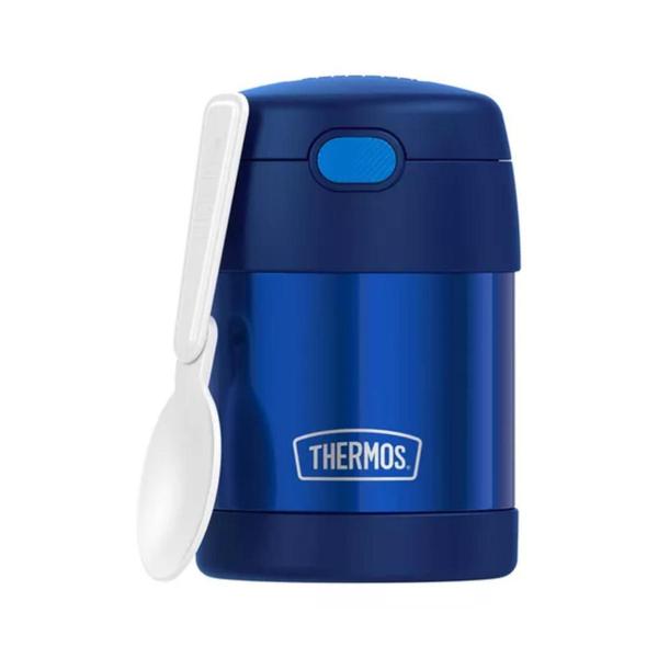 Imagem de Pote Térmico Com Colher Thermos Quente e Frio Azul Parede dupla