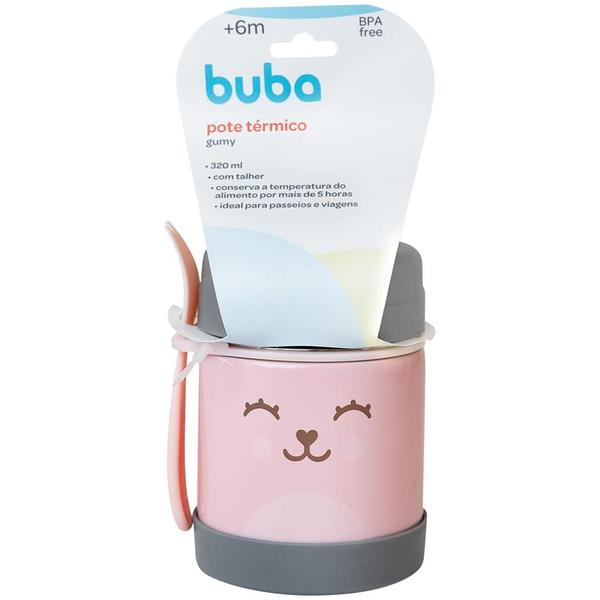 Imagem de Pote Térmico com Talher Buba Aço Inoxidável 320ml Gumy Rosa