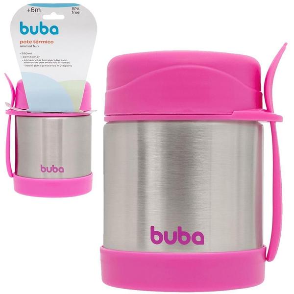 Imagem de Pote Térmico De Alimentos Rosa Com Colher 320Ml Buba