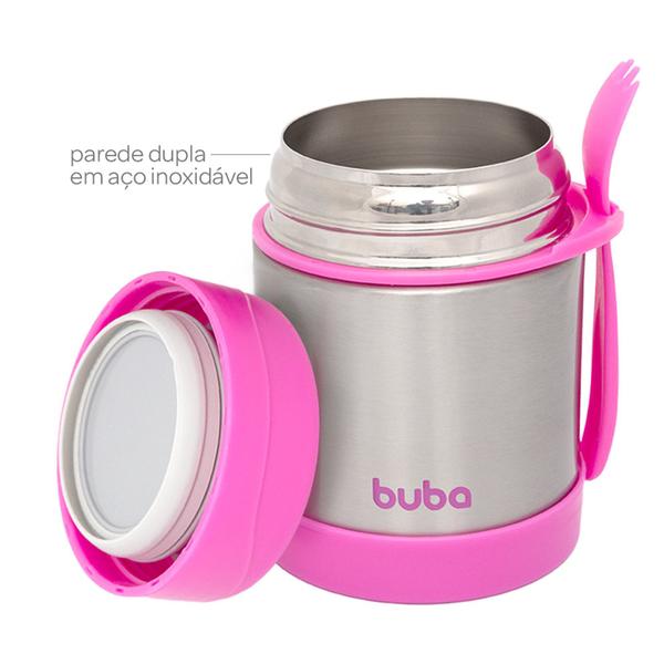 Imagem de Pote Térmico De Alimentos Rosa Com Colher 360Ml Buba