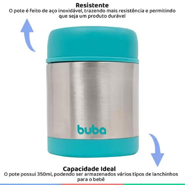 Imagem de Pote Térmico Infantil Aço Inoxidável Para Refeição 350ml 6+ Meses Azul - Buba