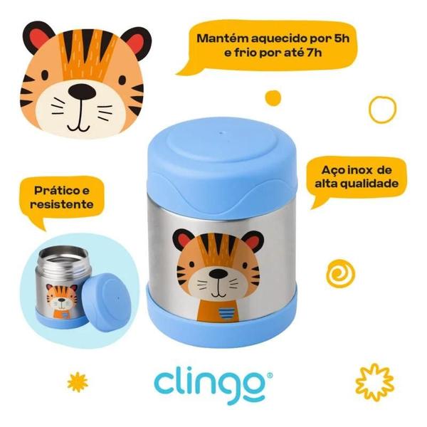 Imagem de Pote Térmico Infantil Clingo Inox Tigre 330ml