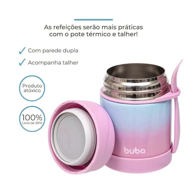 Imagem de Pote Térmico Papinha Com Tampa Parede Dupla Inox 17240 Buba