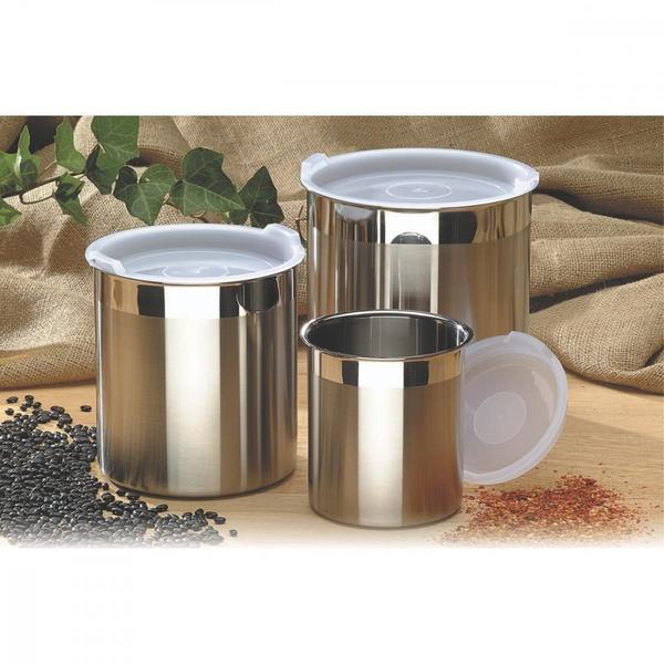 Pote Tramontina Cucina em Aço Inox para Mantimentos com Tampa Plástica 14 cm 2,3 L Imagem de Pote Tramontina Cucina em Aço Inox para Mantimentos com Tampa Plástica 14 cm 2,3 L